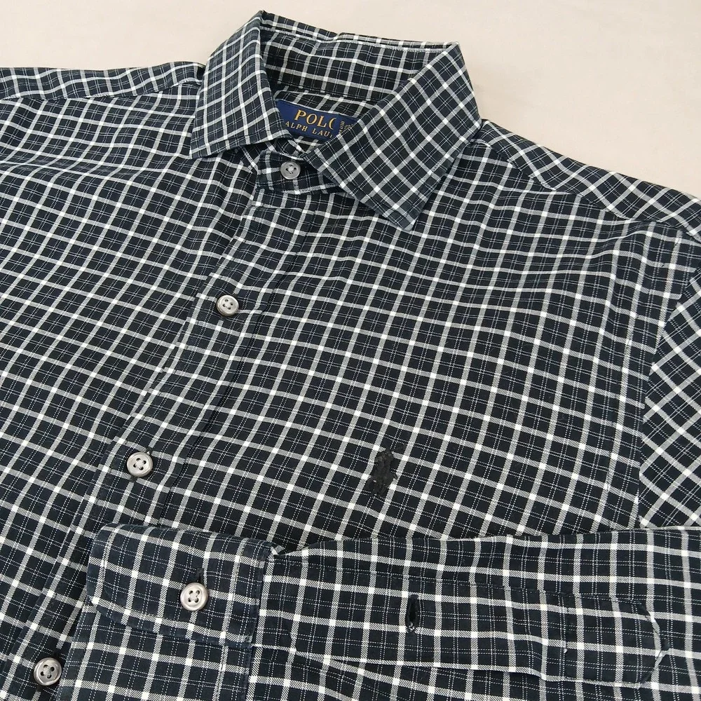Polo Ralph‎ Lauren Small Mens Shirt Oxford Spread Collar Plaid 20x27